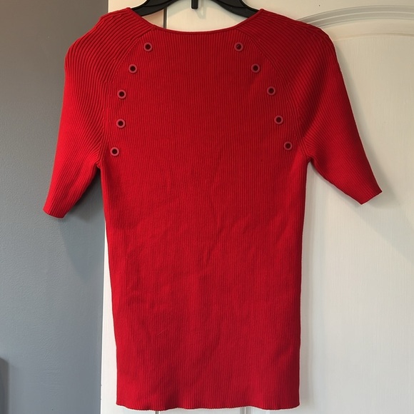 AKRIS punto Ribbed Cotton Knit Short Sleeve Top - Picture 4 of 4